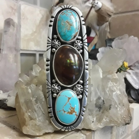 Huge!Vtg Navajo Turquoise Ring - Picture 1 of 8